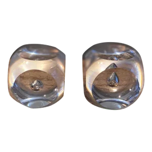 Kosta Sweden Clear Glass Multi-Sided Paperweights With Inclusion - a Pair