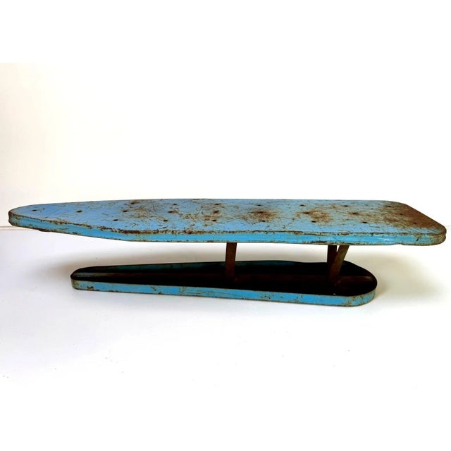 Industrial 1940's Industrial Folding Ironing Board, Blue Painted Steel For Sale - Image 3 of 14