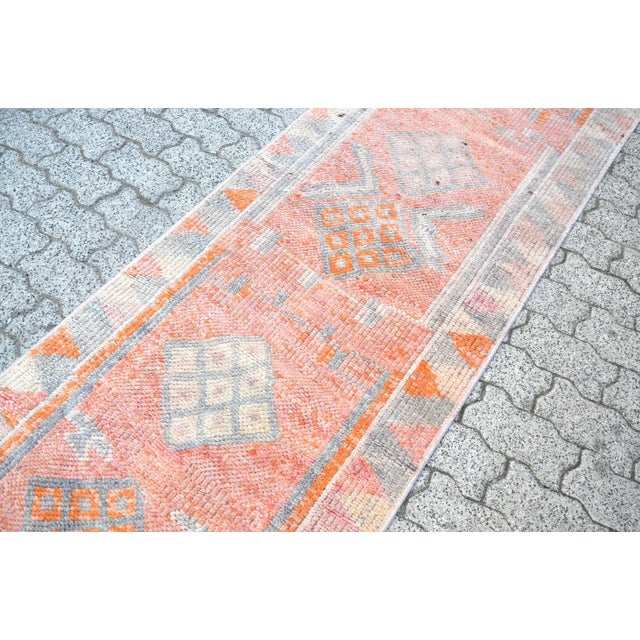 Tribal 1960s Vintage Decorative Faded Runner For Sale - Image 3 of 11