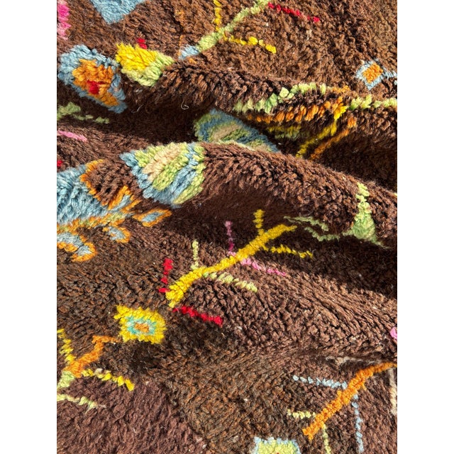 Moroccan Artist Modern Traditional Moroccan Berber Brown Rug For Sale - Image 4 of 8