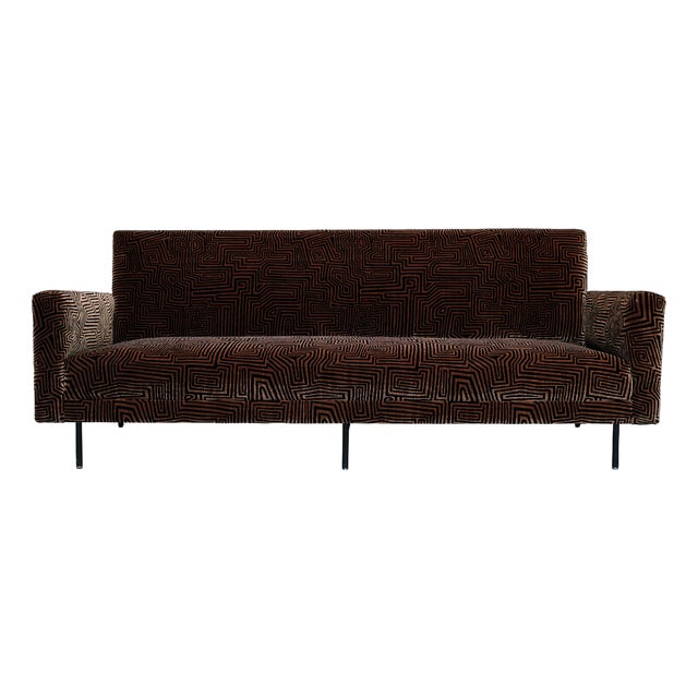 Sofa in Patterned Dedar Jacquard Velvet by Florence Knoll Bassett for De Coene, Belgium, 1950s For Sale