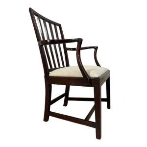 English Mahogany Arm Chair With a Rectangular Back and S-Curved Arms Ca. 1820