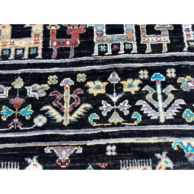 Hand-Knotted Persian Bakhtiari Runner on Black, 2'7" X 11'6" For Sale - Image 11 of 12