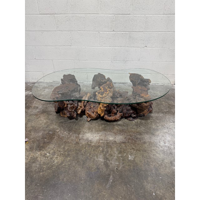 1970s Mid Century Burl Wood Coffee Table For Sale - Image 5 of 8