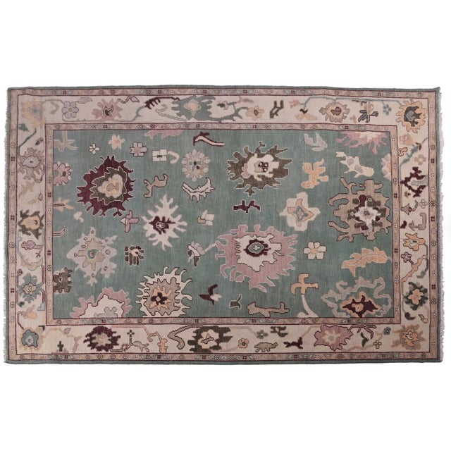 Wood Turkish Handknotted Wool Oushak Rug, 1980s For Sale - Image 7 of 7