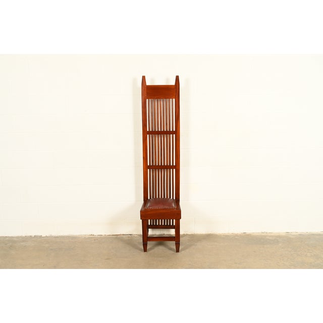 An exceptional Arts & Crafts style monumental high back spindle occasional side chair or dining chair In the manner of...