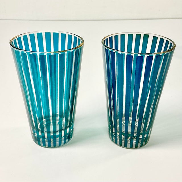 1950s Vintage Boho Chic Carnival Tent Striped Tumbler Glasses - Set of 8 For Sale - Image 10 of 11