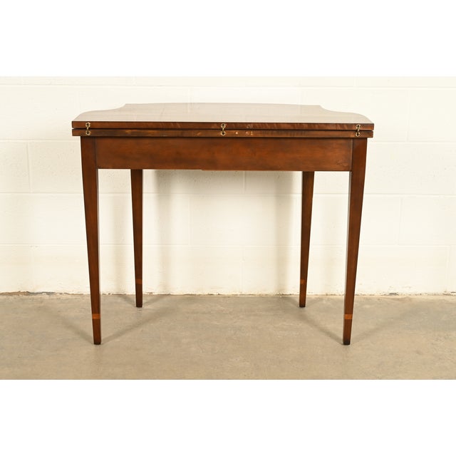 Baker Furniture Federal Inlaid Mahogany Flip-Top Console or Game Table For Sale - Image 15 of 18
