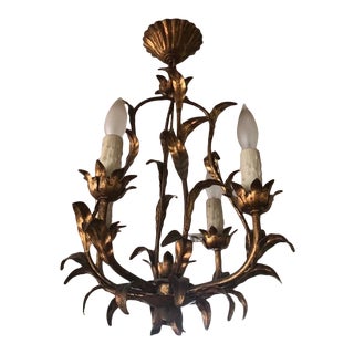 1950s Italian Tole Chandelier 4-Light For Sale