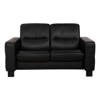 Wave 2-Seater Sofa in Black Leather from Stressless For Sale