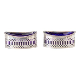 Vintage English Sheffield Master Salt Cellars, a Pair For Sale