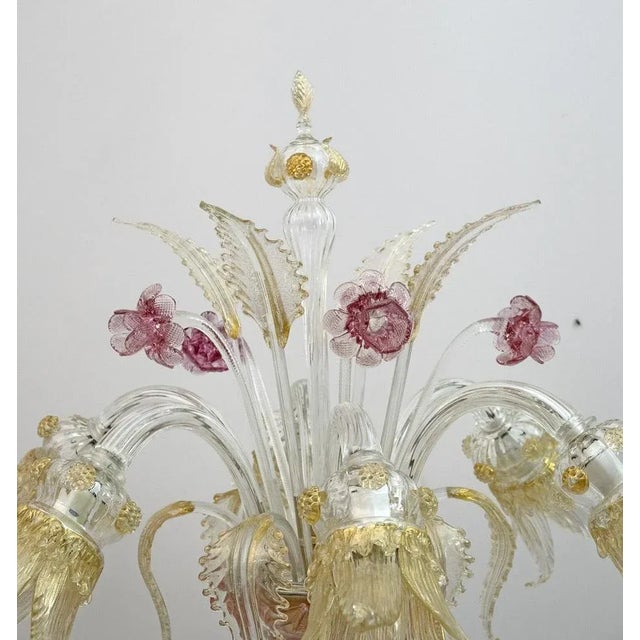 Gold Blown Murano Glass Ca'Rezzonico Floor Lamp with 6 Arms, Italy, 1950s For Sale - Image 8 of 16