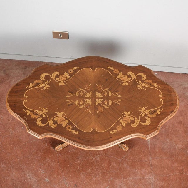 Brown Vintage Inlaid Low Biscotti Shaped Coffee Table For Sale - Image 8 of 18