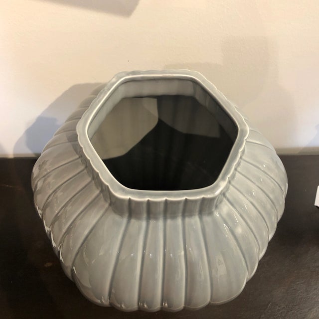 Ceramic Vintage Italian Grey Ceramic Vase With Lid and Fluted Design For Sale - Image 7 of 12