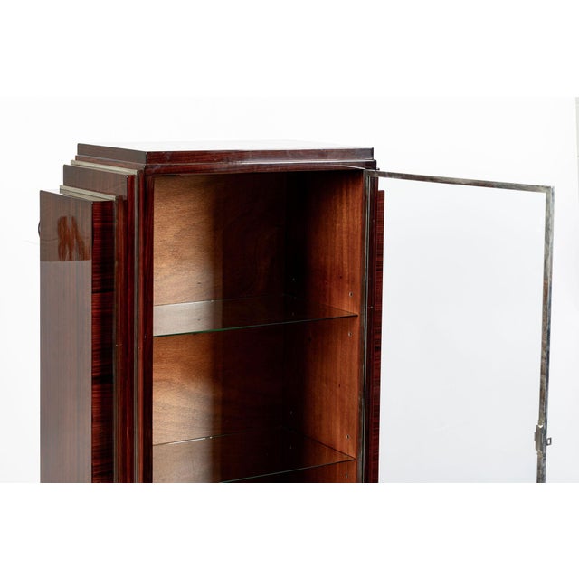 Antique French Art Deco Rosewood and Glass Vitrine Display Cabinet 1930s For Sale - Image 4 of 12