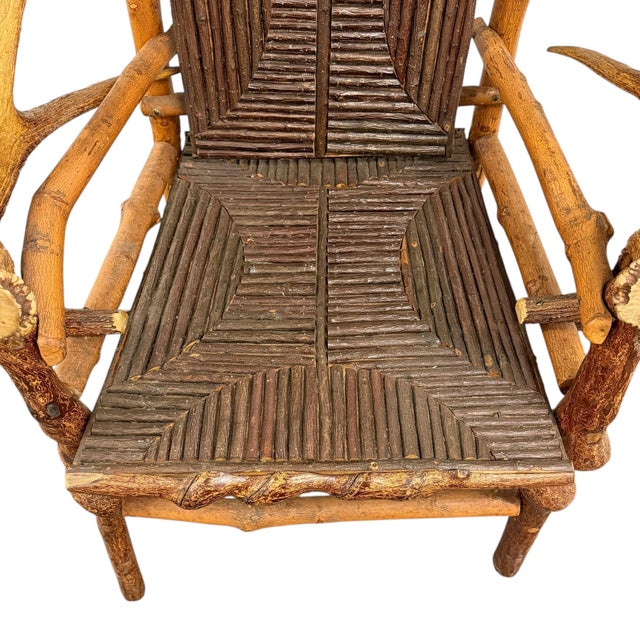 American Adirondack Style Moose Antler Armchair For Sale - Image 9 of 14