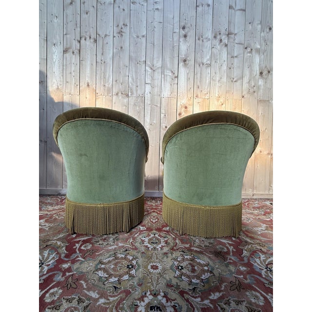 Textile Napoleon III Style Toadstool Armchairs in Two-Tone Velvet, 1960s, Set of 2 For Sale - Image 7 of 9