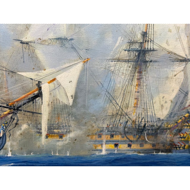 Large British Naval Battle Oil Painting by Graham Jowett-Ive, Mall Galleries 2005 For Sale - Image 9 of 18