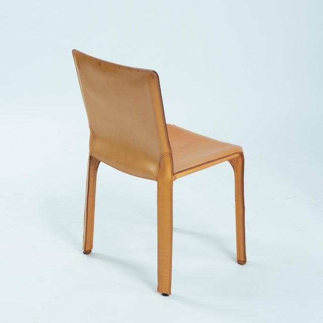Tan Model 412 CAB Dining Chairs in Cognac Leather by Mario Bellini for Cassina, 1990s, Set of 6 For Sale - Image 8 of 18