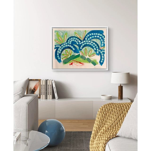 Barbara Beck 1988 Abstract Watercolor Painting on Paper Titled Bridging Blue - Signed/Dated/Unframed For Sale - Image 4 of 10