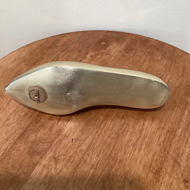 Metal Late 20th Century Lunares San Francisco Polished Brass Sculpture of Shoe For Sale - Image 7 of 9