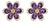 Flower Earrings Studs With Amethyst and Citrines, Silver, Gold, Pair For Sale