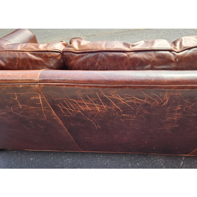 Brown Restoration Hardware Lancaster Luxe Brown Leather Sofa For Sale - Image 8 of 8