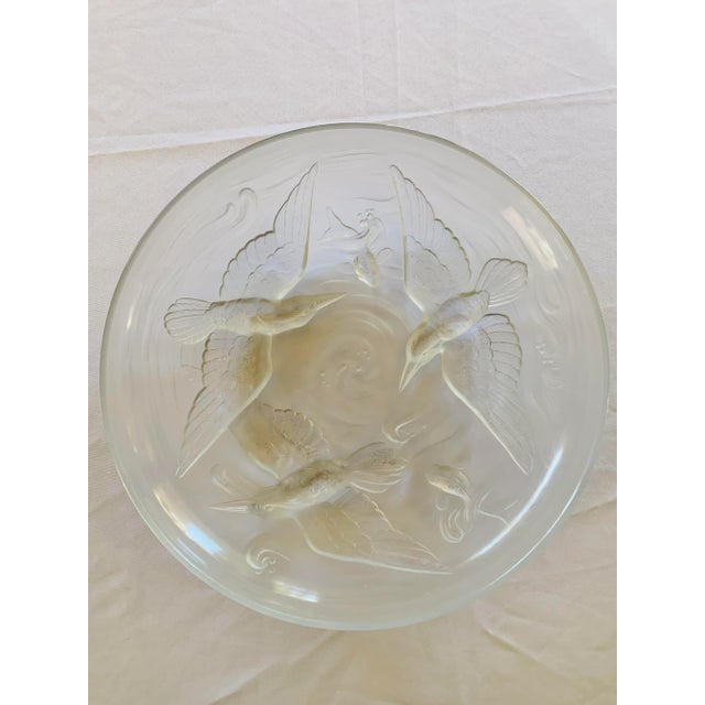 1930s Signed Verlys France "Birds & Koi" Art Glass Bowl For Sale - Image 11 of 11