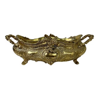 Vintage French Style Brass Jardiniere For Sale