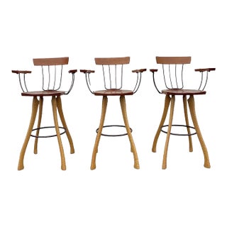 Vintage Handmade Bar Stools. Set of 3 Bar Btools For Sale