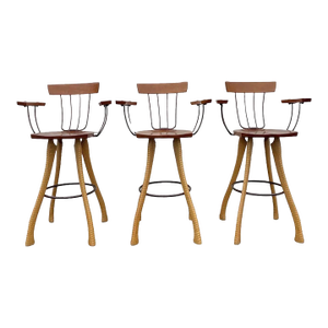 Vintage Handmade Bar Stools. Set of 3 Bar Btools