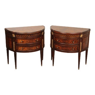 Monarch For Century Louis XVI Style Pair Of Mahogany Demilune Commodes For Sale