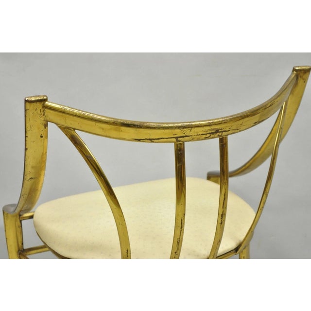 Vintage Italian Hollywood Regency Sculptural Brass Chiavari Style Accent Chair For Sale - Image 16 of 17