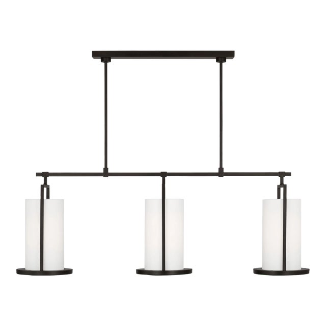 Thom Filicia by Visual Comfort Studio Sherwood 3-Light Large Linear Chandelier in Aged Iron For Sale