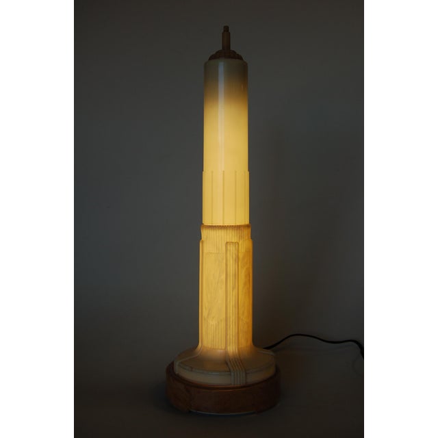 アンティーク雑貨 Empire State Building ArtDeco with Light 1980s Art Deco revival Empire State Building lamp, measuring