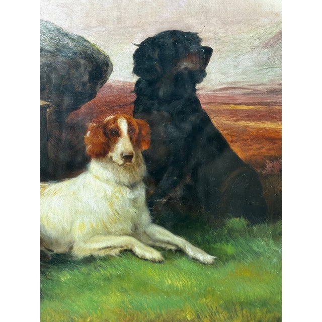 English Victorian Hunting Oil Painting “Game Dogs” – Robert Cleminson (1864–1903) Gilt Framed For Sale - Image 9 of 18