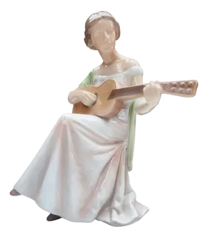 Danish Porcelain Figurine of Woman Playing Guitar from Bing & Grondahl, 1950s