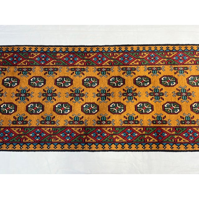 Terracotta Turkmen-Style Geometric Gul Runner Rug, 2'7