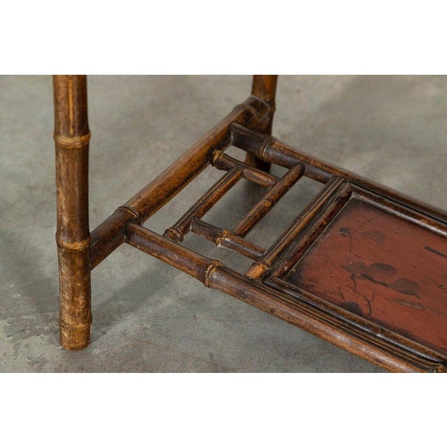 Antique English Bamboo Sewing Side Table, 1910 For Sale - Image 13 of 17
