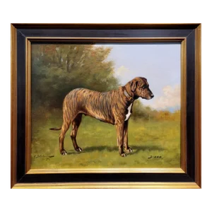 Charles Gatehouse -C1908 Portrait of a Brindle Dog -Oil Painting