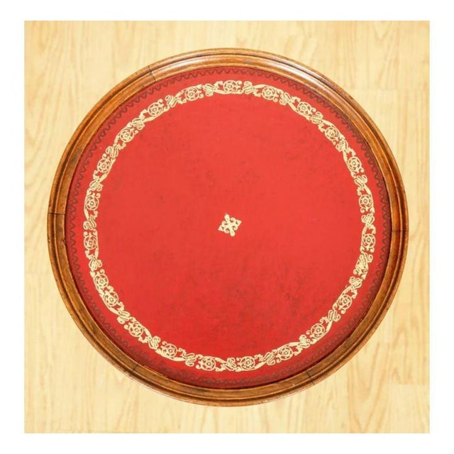 Victorian Side Table with Red Leather Embossed Top For Sale - Image 6 of 13