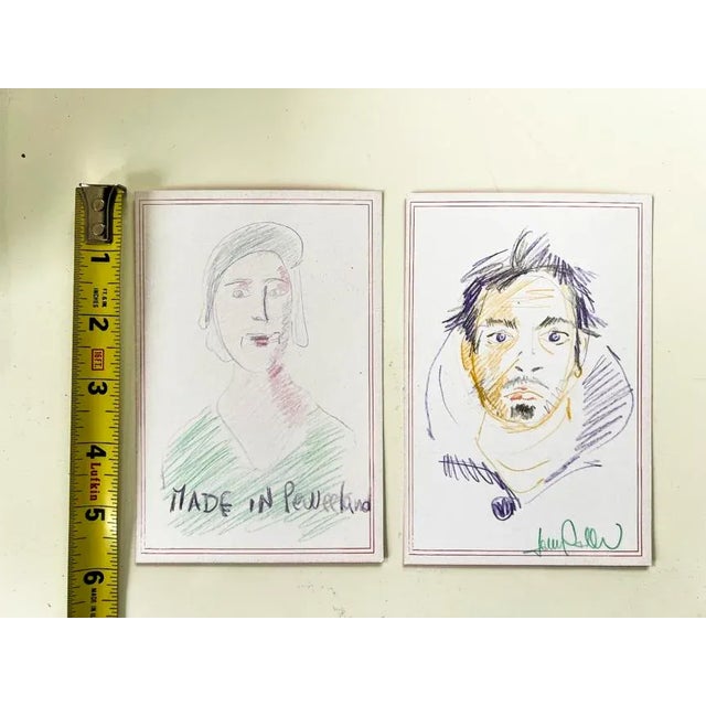 1970s 1970s Vintage Colored Pencil Portraits From Italy For Sale - Image 5 of 5