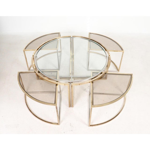 Chrome and Brass Nesting Tables from Maison Charles, 1970s, Set of 5 For Sale - Image 9 of 9