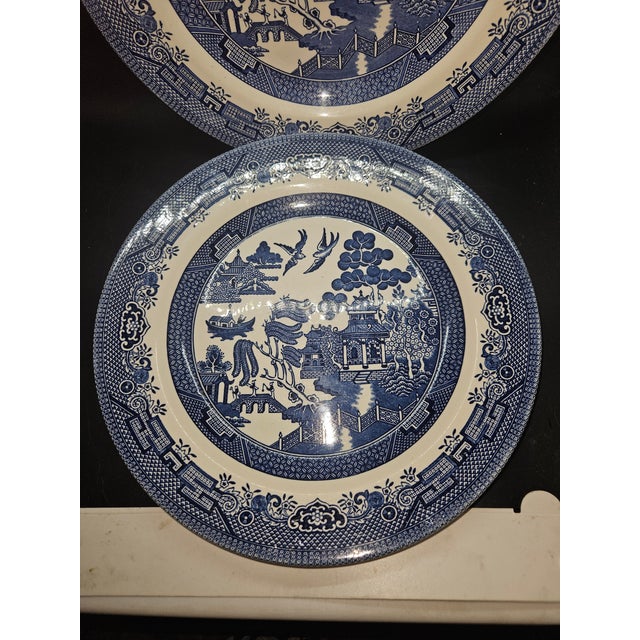 Vintage Churchill Blue Willow Dinner Plates, Set of Two
