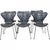 Seven Chairs in Grey Leather by Arne Jacobsen, 1986, Set of 6 For Sale - Image 3 of 18