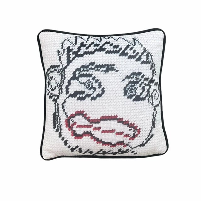 Velvet Face Art "Jerome" Feather Down Pillow, Custom, Original For Sale - Image 4 of 7