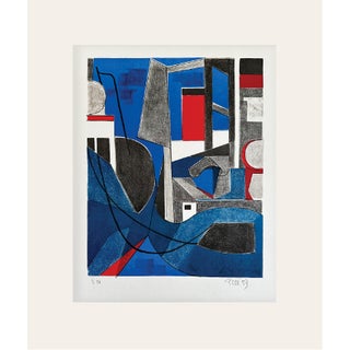Mid 20th Century Mid Century French Original Abstract Print on Paper, Signed and Numbered by Danièle Perré, With Mat For Sale