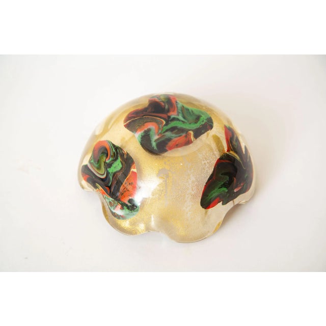 Vintage Murano Glass Patchwork Bowl by Avem Gold Aventurine, Orange, Red Green 50's For Sale - Image 11 of 13