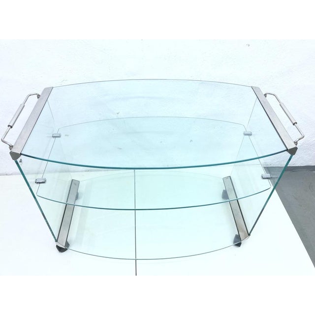 Serving Cart in Glass & Chrome by Galotti & Radice, 1970s For Sale - Image 11 of 11
