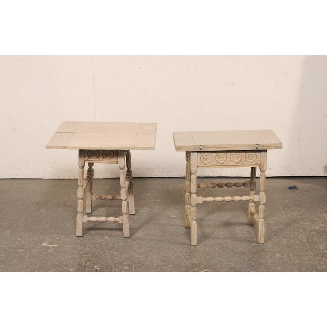 Beige French Antique End Tables W/ Expandable Top For Sale - Image 8 of 14
